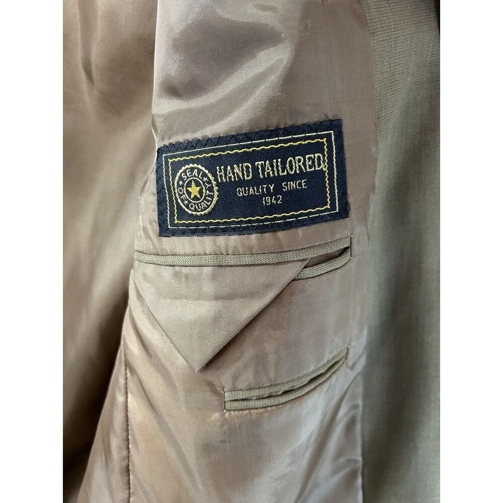 Giorgio Cosani Beige Solid Blazer Jacket 44R Single-Breasted 3-Button Vintage
